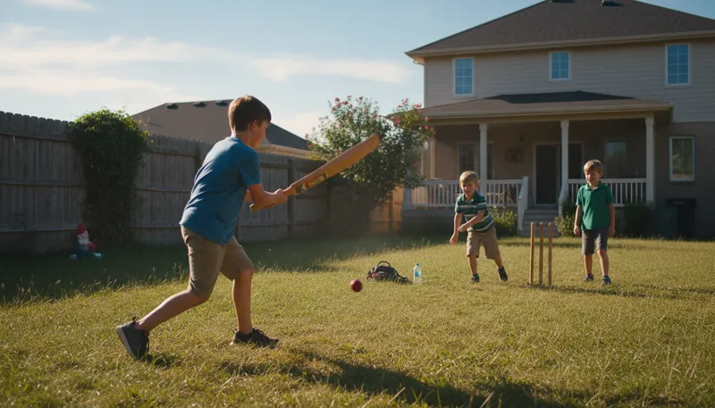 Illustration of cricket: A bat-and-ball game played outdoors.