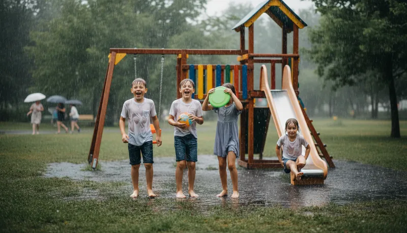Illustration of shower: brief fall of rain