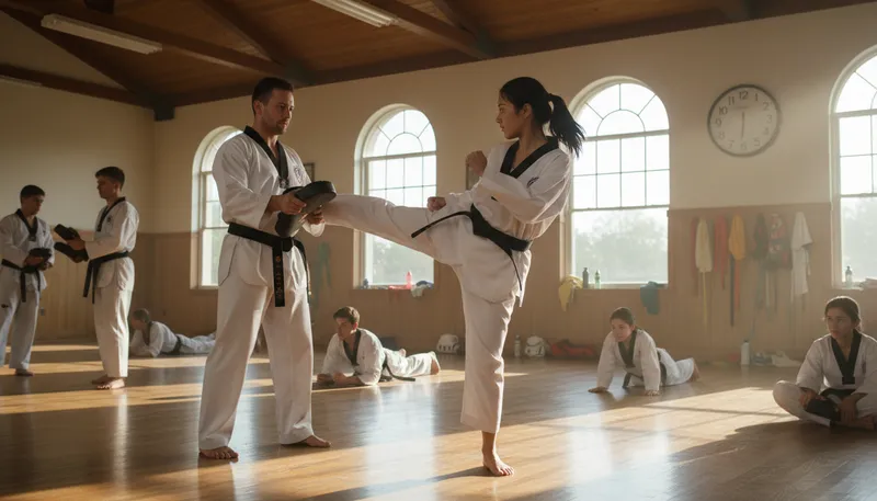 Illustration of taekwondo: A Korean martial art focused on kicking.
