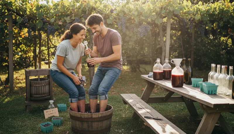 Illustration of winemaking: The process of producing wine.