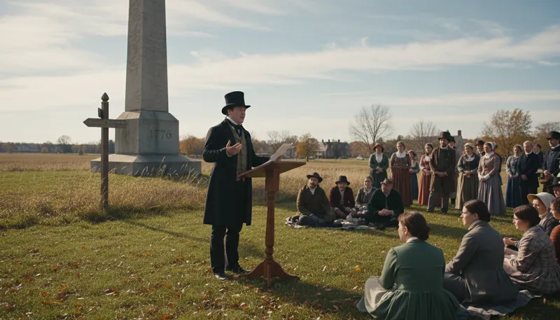 Illustration of four score and seven years ago: a long time ago, often used in speeches