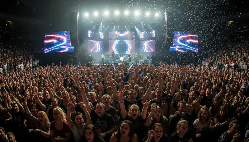 Illustration of fanbase: a group of enthusiastic fans