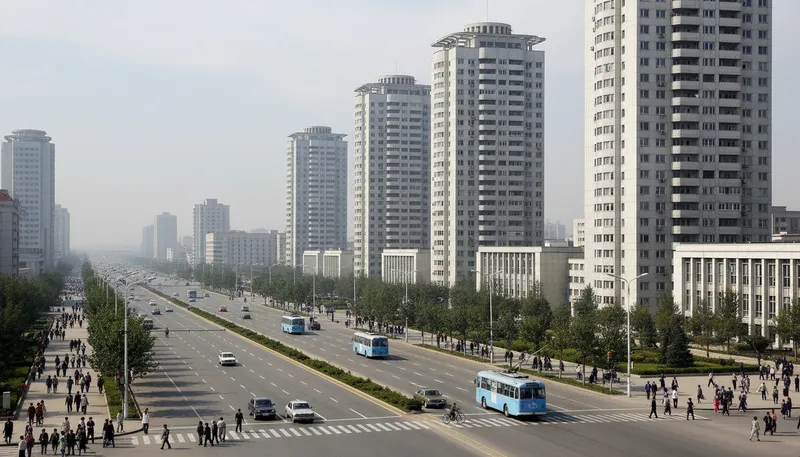Illustration of pyongyang: the capital city of North Korea