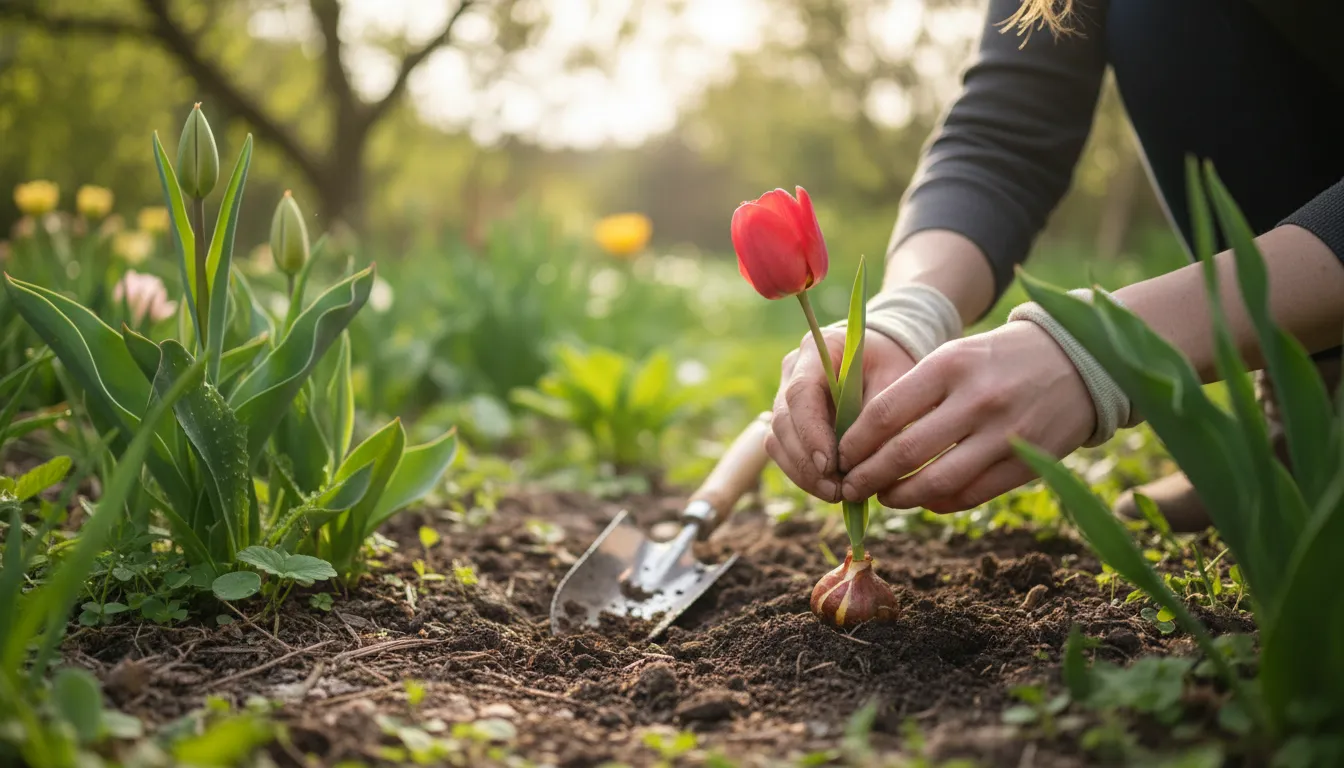 tulip का चित्र: A spring-blooming flower with cup shape.