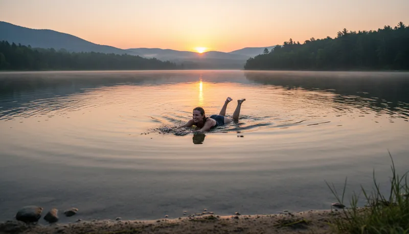 Illustration of horizontal jogging: moving while lying down, like swimming.