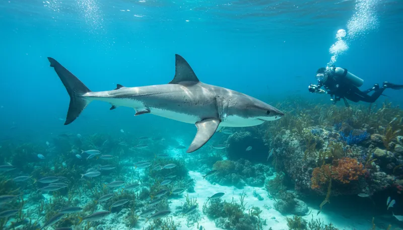 Illustration of shark: A large marine predator with sharp teeth.