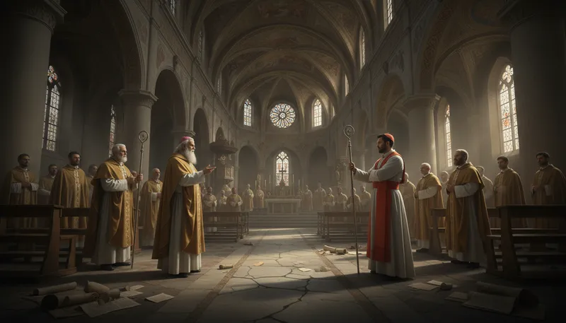 Illustration of schism: A division into opposing groups.
