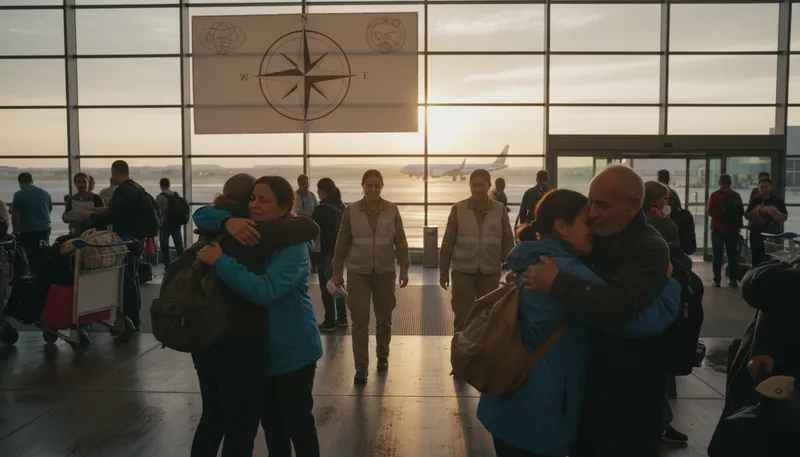 Illustration of repatriation: The act of returning someone to their country.