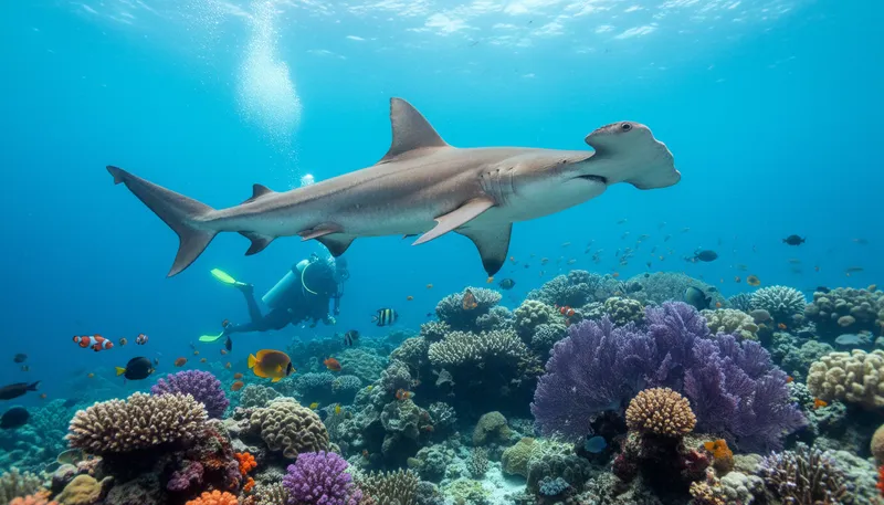 Illustration of hammerhead: A type of shark with a flat head.