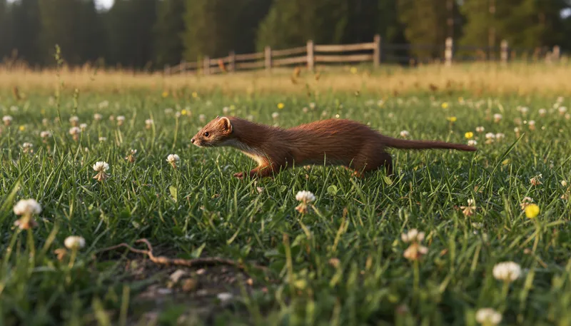 Illustration of weasel: A small, slender carnivorous animal.