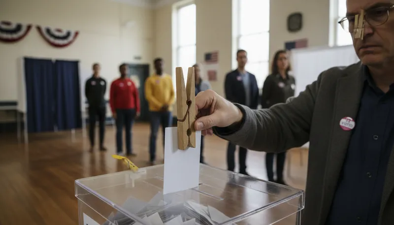 Illustration of clothespin vote: a vote based on dislike