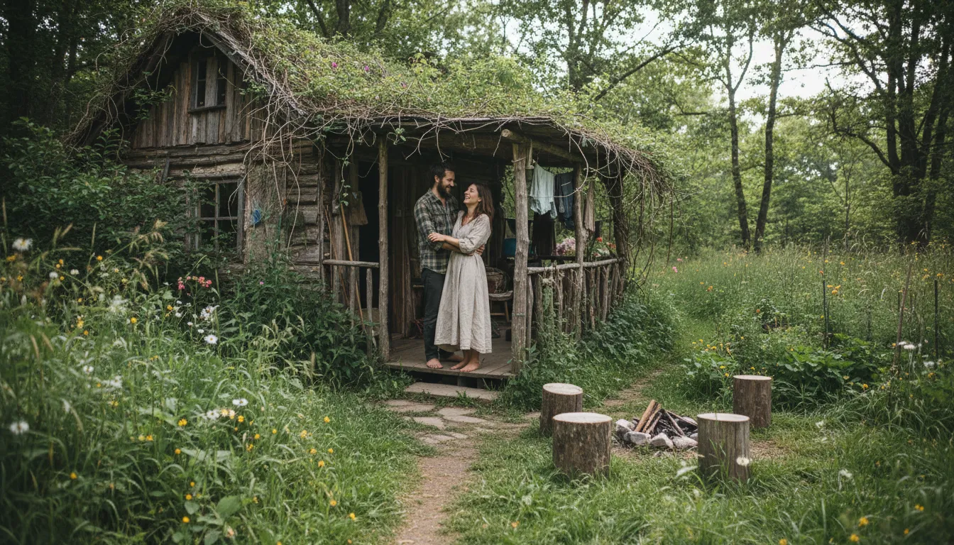ภาพประกอบของ live over the brush: to live together as a couple without marriage