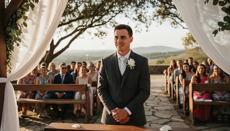 Illustration of bridegroom: A man on his wedding day.
