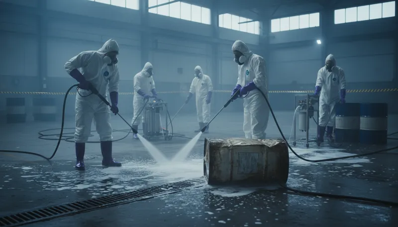 Illustration of decontamination: The process of removing harmful substances.