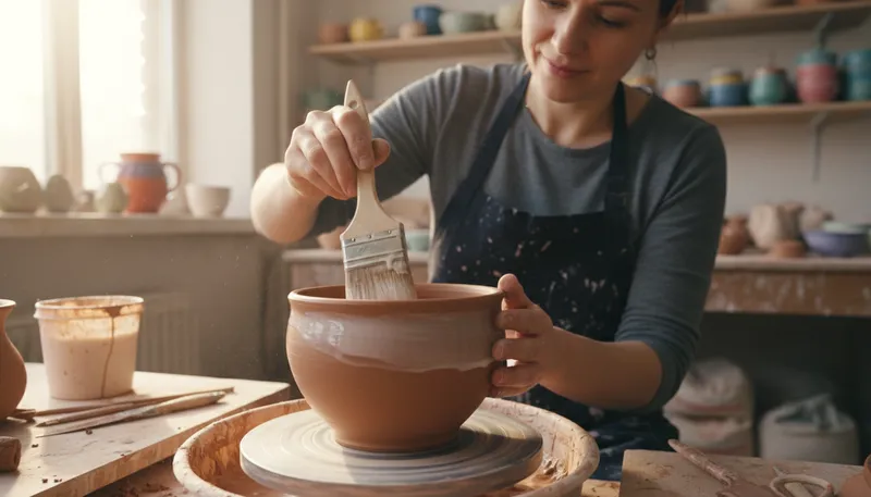 Illustration of glaze: A shiny coating or finish.