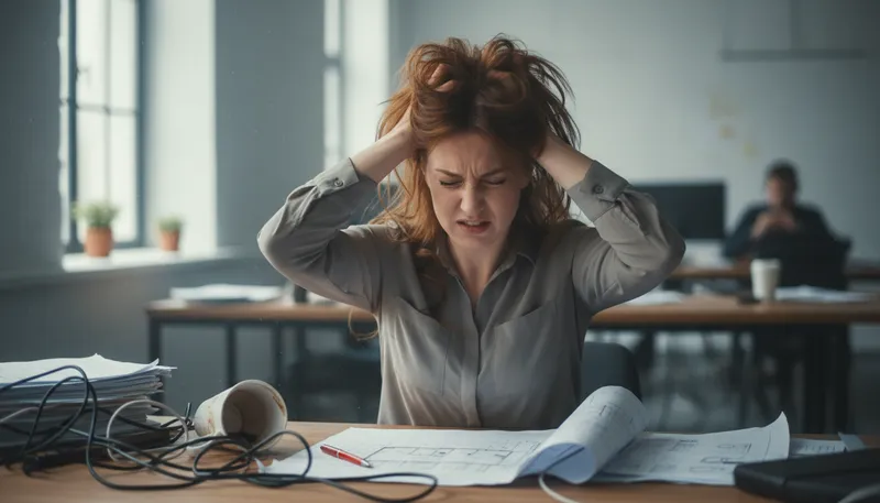 Illustration of tear one's hair out: To feel extreme frustration or anxiety.