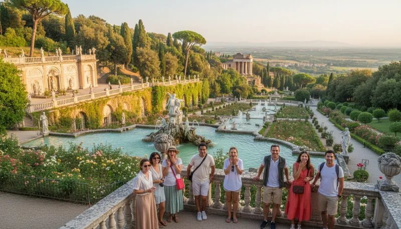 Illustration of tivoli: A town in Italy, known for gardens and villas.
