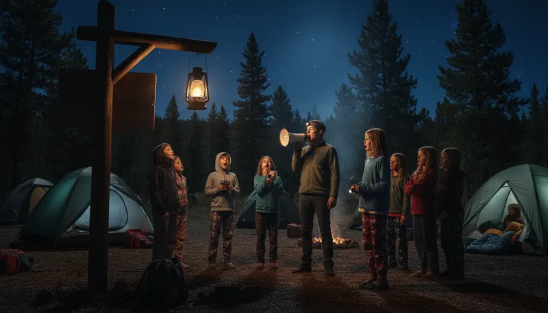 Illustration of lights out: A time when lights are turned off.