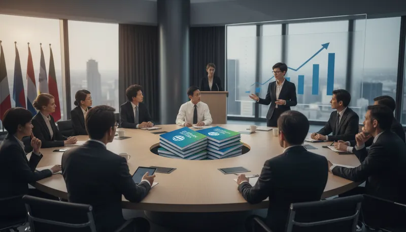 Illustration of oecd: An organization for economic cooperation and development.