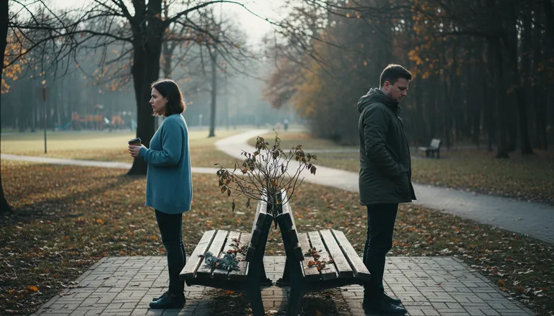 Illustration of estrange: To cause someone to feel distant or removed.
