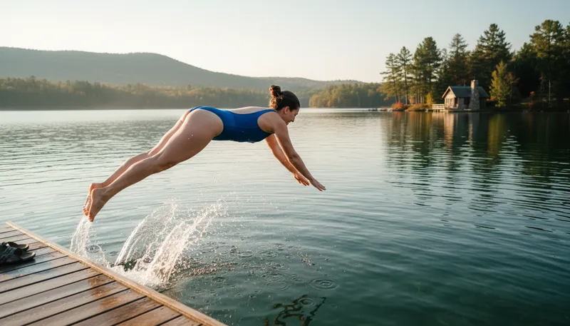 Illustration of dive: to jump into water headfirst