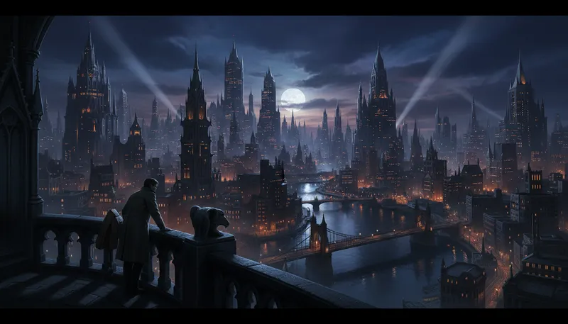 Illustration of gotham: A nickname for New York City.