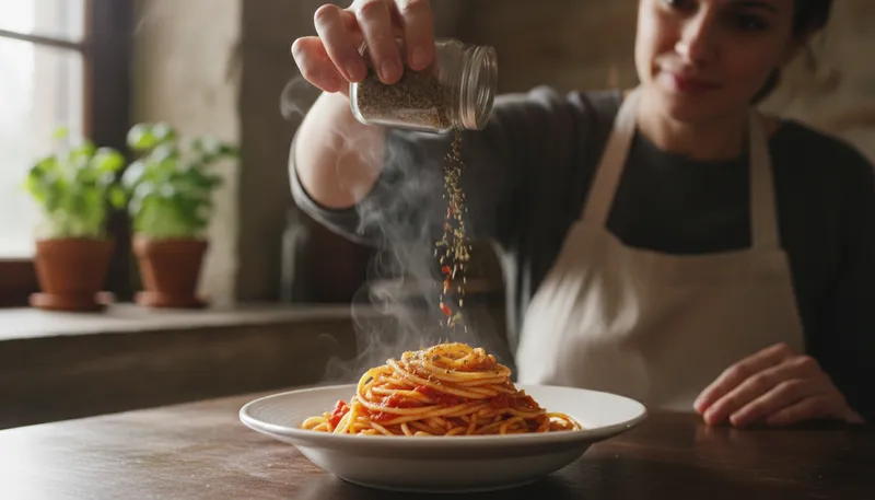 Illustration of seasoning: A substance added to food for flavor.