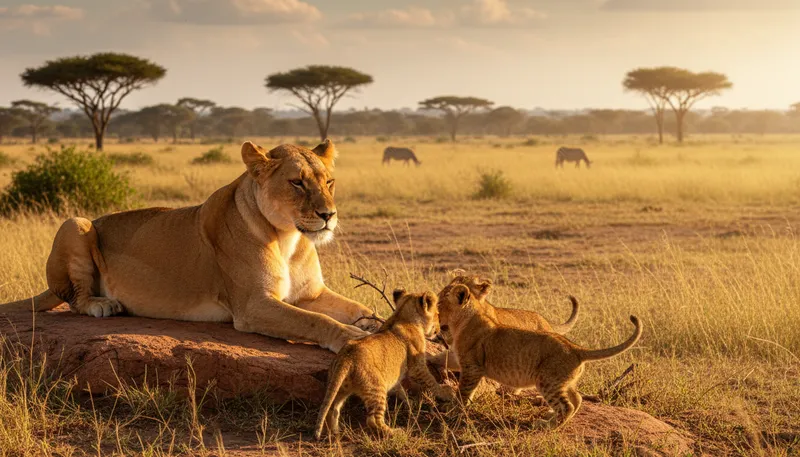 Illustration of lioness: A female lion known for strength and pride.