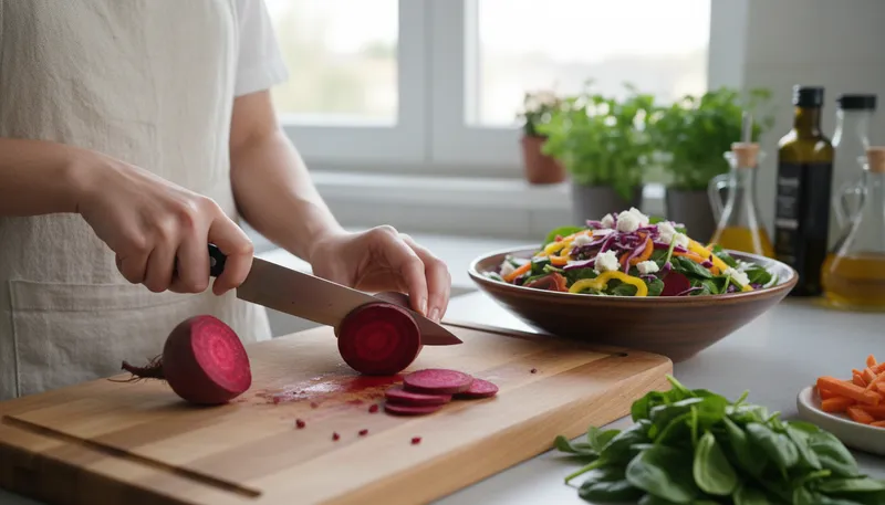 Illustration of beetroot: A round, red root vegetable.