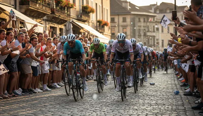 Illustration of peloton: a group of cyclists racing together.