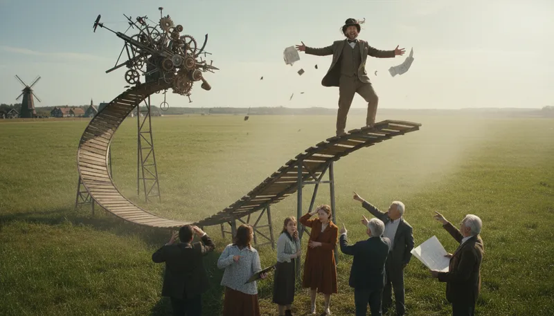 Illustration of round the bend: crazy or insane.