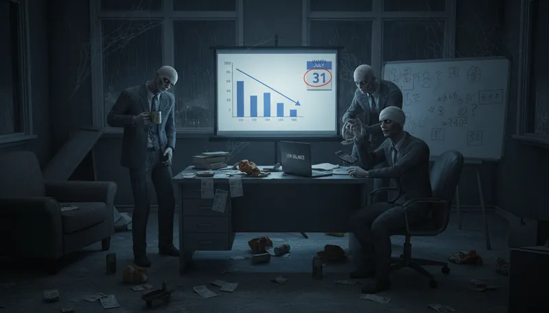 Illustration of zombie startup: A stalled VC-funded company not growing.