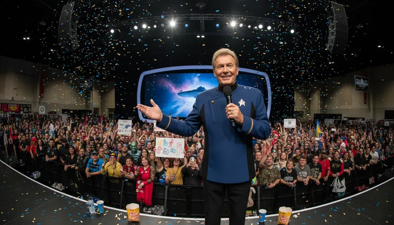 Illustration of shatner: Referring to actor William Shatner.