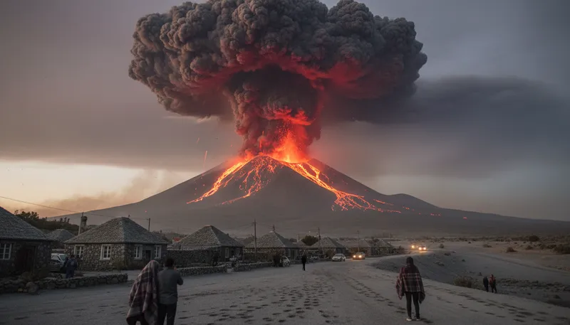 Illustration of volcanic: explosive or fiery in nature