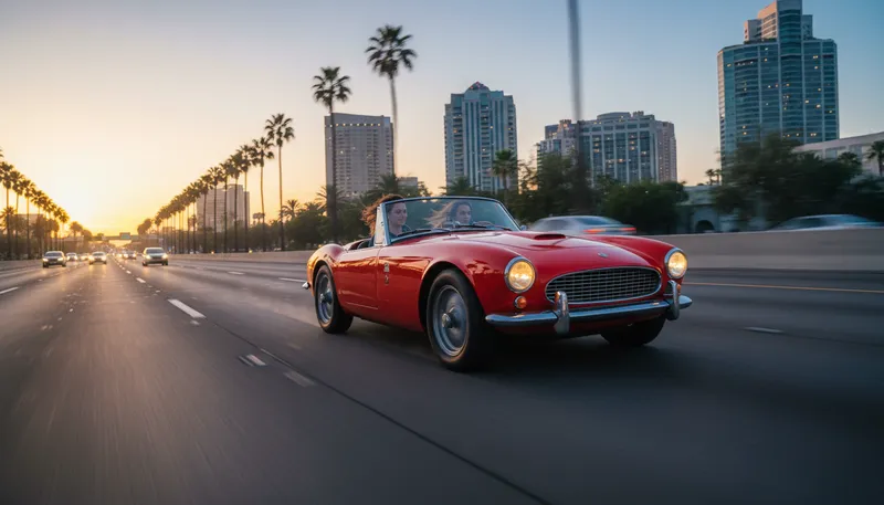 Illustration of roadster: A small, sporty car with an open top.