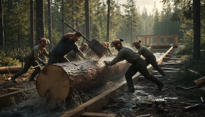 Illustration of flog the log: to work hard or exert effort