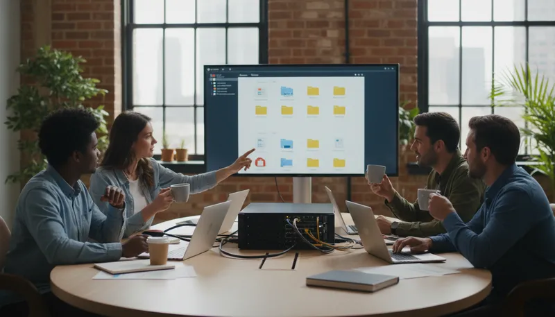 Illustration of nfs: A network file system for sharing files.