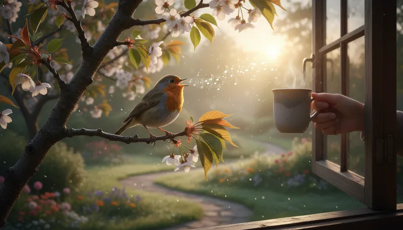 Illustration of chirp: A short, sharp sound made by birds.