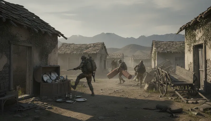 Illustration of pillage: To steal goods, especially during war.
