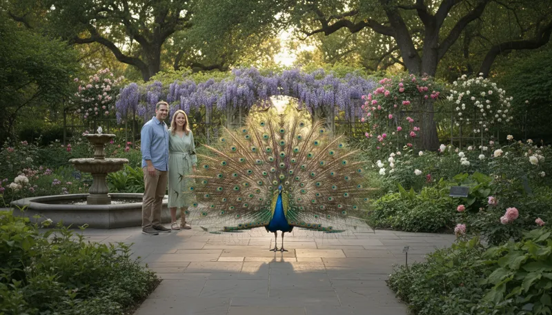 Illustration of peacock: A large bird known for its colorful feathers.