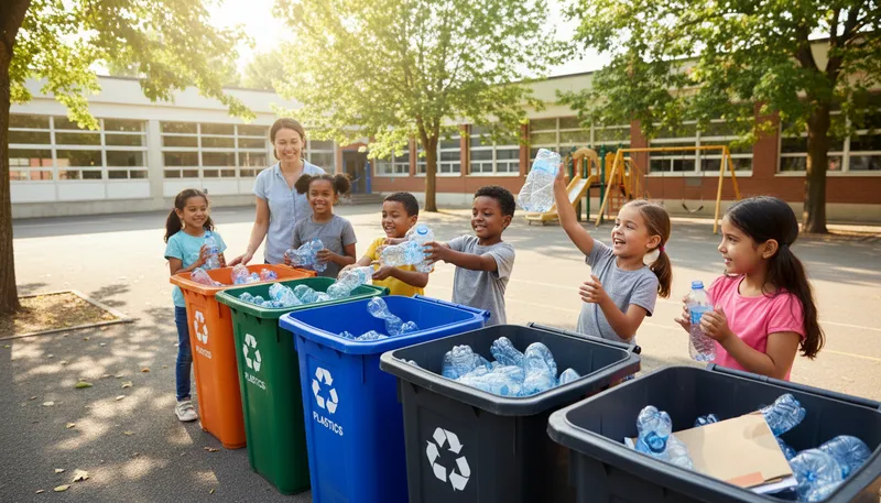 Illustration of recycle: Convert waste into reusable material.
