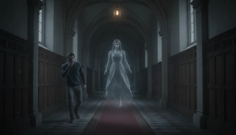 Illustration of apparition: Ghostly figure or unexpected sight.
