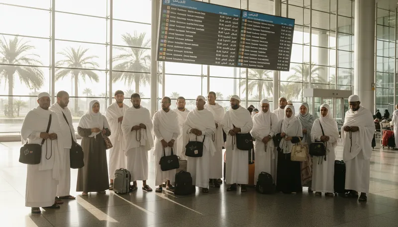 Illustration of hajj: A pilgrimage to Mecca, important for Muslims.