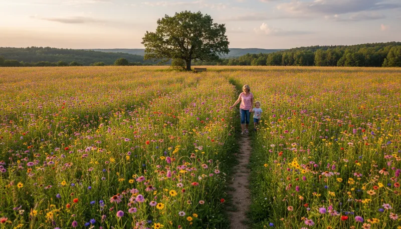 Illustration of oldfield: A field that has been farmed or used previously.