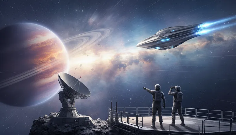 Illustration of ftl: Faster than light travel in science fiction.
