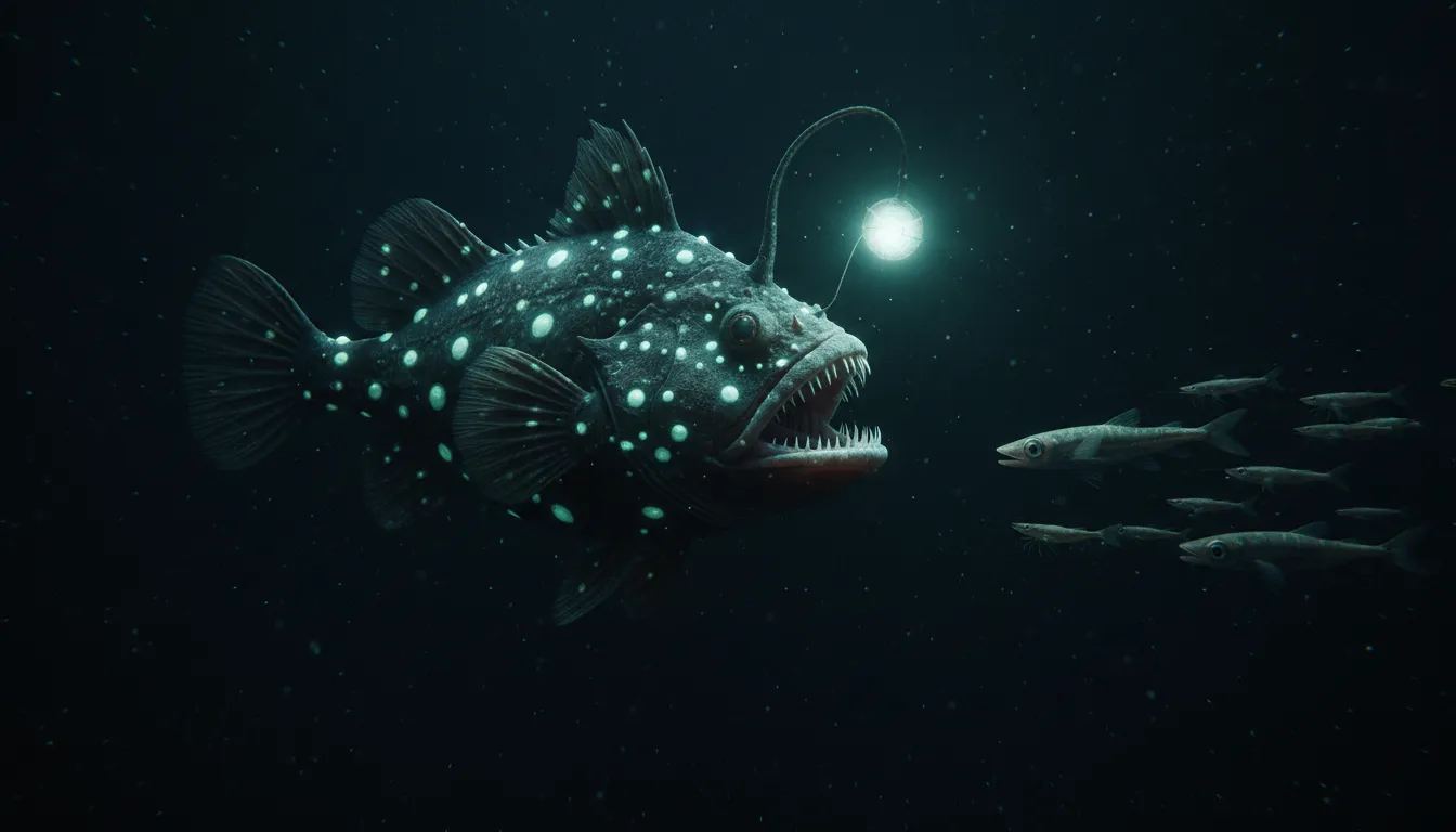 Illustration of bioluminescent: Able to produce its own light through chemical reactions in the body.