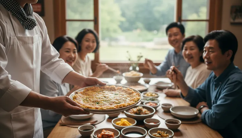 Illustration of jeon: A type of Korean pancake, often savory.
