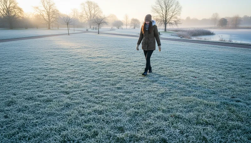 Illustration of frost: a thin layer of ice on surfaces
