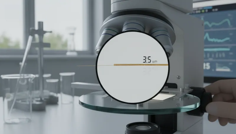 Illustration of μm: Micrometer, a unit of measurement.