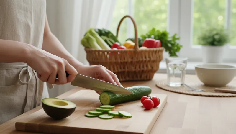 Illustration of cucumber: A long green vegetable often used in salads.